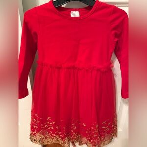 Elegant Red and Gold Kids Formal Dress